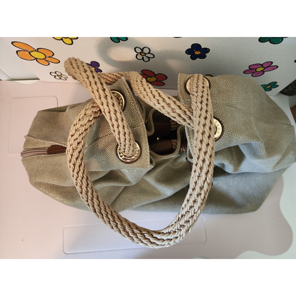 Michael Kors Marina Large Drawstring Tote Metallic Gold Rope Handle Hobo MK - Picture 15 of 16